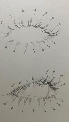 a drawing of an eye with arrows coming out of the iris's lashes and flying away