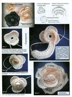 crochet patterns for doily and other things to make with yarn, including flowers