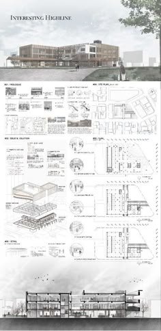 an architectural drawing shows the various sections of a building