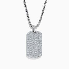 Effy Men's 925 Sterling Silver White Sapphire Dog Tag Pendant Dog Tag Pendant, Effy Jewelry, Mens Pendant, Dog Tag, White Sapphire, Dog Tags, Sapphire, 925 Sterling Silver, Pendant Necklace