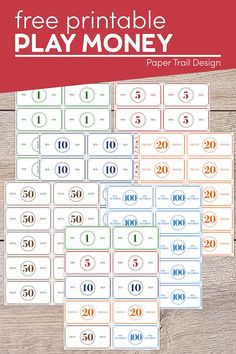 free printable play money game for kids with numbers on it and the number ten