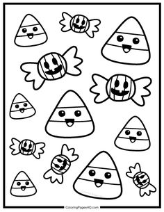 a coloring page with different cartoon faces