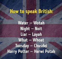 a british flag with the words how to speak british written in english and spanish on it