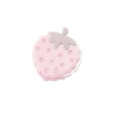 a pink and gray strawberry shaped object on a white background with polka dots in the center