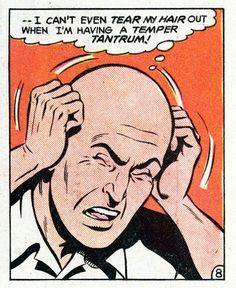 a comic strip with an image of a bald man holding his head to his ears