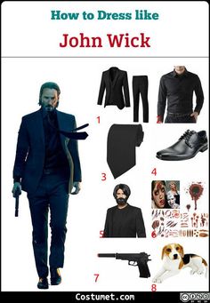 Dress Like John Wick, Halloween Suit Costumes, Black Suit Halloween Costume, Movie Character Costumes Men, John Wick Outfit, Men Halloween Costume Ideas, John Wick Style, Movie Costumes Men