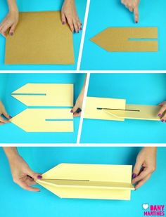 step by step instructions on how to make an origami arrow with paper and glue