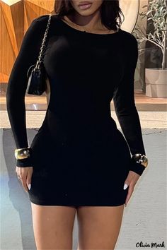 Olivia Mark - Hot and Trendy Nightwear Mini Dress for Her Black Going Out Dresses, Black Minidress, Dress Alternative, Black Long Sleeve Mini Dress, Alt Outfits, Eve Outfit, 21st Dresses, Dress With Long Sleeves, Black Long Sleeve Dress