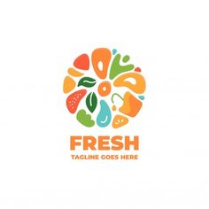 fresh logo design with colorful fruits and vegetables