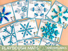 playdough mats with snowflakes on them and the words, playdough mats