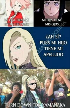 four different anime characters with captioning in english and spanish on the same page