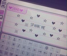 a computer screen with the words spark written on it's keyboard and some hearts