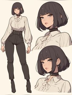 Anime Female Character Art, Anime Female Hair Reference, Anime Character Hairstyles, Brown Hair Character Design, Character Turn Around, Anime Female Oc Character Design, Anime Design Character, Anime Hairstyles Female, Manga Character Design