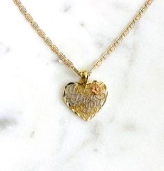 14K SOLID GOLD HEART I LOVE YOU NECKLACE . REAL 14K GOLD (NOT PLATED OR FILLED).--3.4 GR-- 20" LONG 14K SOLID GOLD  3 COLOR VALENTINO CHAIN.  CHAIN THICKNESS 2 mm 14K SOLID GOLD HEART PENDANT . FOR LOVE PENDANT SIZE : Height 18mm x Width 16 mm ----BEST QUALITY--- FREE GIFT BOX Gold Heart Pendant, Heart Pendant Gold, Girly Accessories, Love Necklace, Fine Jewellery Necklace, Gold Heart, Heart Of Gold, Real Gold, Free Gift