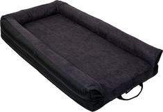 the dog bed is made from black fabric