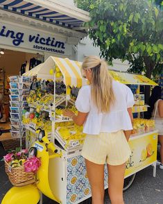 amalfi coast in yellow💛☀️ Yellow Shorts Outfit, Amalfi Coast Outfits, Europe Summer Outfits, Italy Travel Outfit, Coast Outfit, Pajamas Shorts, Italian Summer Outfits, Cute Lounge