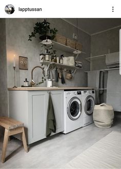 an instagram page with a washer and dryer in the middle of it