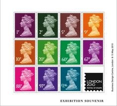 the postage stamp shows an image of a woman's head with different colors on it