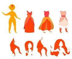 the silhouettes of children's dresses are shown in orange and pink, with different shapes