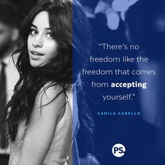 a black and white photo with a quote from camila cabello on the image