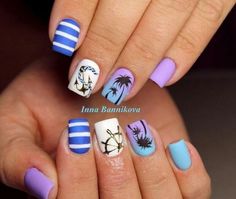 Sailor Nails, Nails Design Spring, Anchor Nails, Tropical Nails, May Nails, Stunning Nails, Lavender Nails