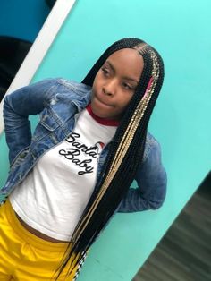 Hairstyles Bangs, Lemonade Braids Hairstyles, Feed In Braids Hairstyles, Long Box Braids, Braided Ponytail Hairstyles, Box Braids Styling, Girls Hairstyles Braids, Black Hairstyles