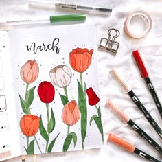 Bujo
Bullet journal 
Agenda
Cover page
Planner
Notebook 
Doodle
Tulip illustration March Bujo Theme Ideas, Tulip Mood Tracker, Tulip Bujo Theme, April Reading Journal, March Bulletin Journal Ideas, Tulip Bullet Journal Theme, March Bujo Ideas, Boulet Journal March, Tulip Bullet Journal