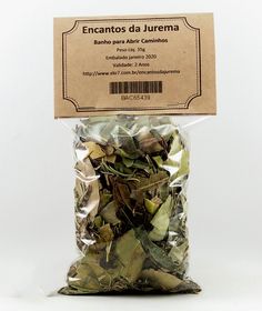 a bag of dried herbs sitting on top of a table