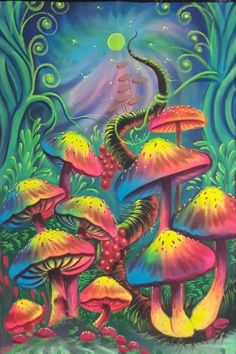 an image of a painting with mushrooms on it