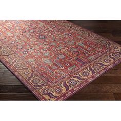 This Oriental rug features vibrant tones and an ornate all-over floral design with elaborate motifs surrounding the border for a modern boho look we love. Bold red, yellow, green, and blue hues cover the entire surface, while Persian-inspired patterns add a vintage-like vibe. Power-loomed from polyester, this indoor area rug's low 0.08" pile height makes it ideal for high-traffic locations like your living room, entryway, or kitchen. It's also safe to roll out over heated floors. Even with a can Area Rug Blue, Heated Floors, Living Room Entryway, Rug Blue, Red Area Rug, Boho Look, Indoor Area Rugs, Modern Boho, Green And Blue