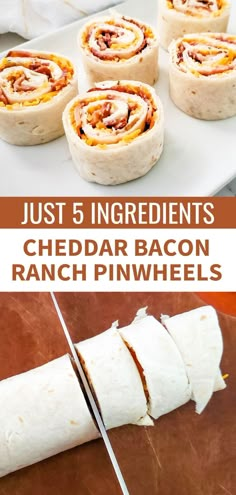 the ingredients for this recipe include cheddar bacon and ranch pinwheels