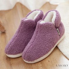 Lasaky - Winter Soft-Sole Furry Slippers with Added Insulation and Thickened Soles - Home Cotton Slippers with Anti-Slip and Warm Features Cotton Slippers, Insulation, Slippers, Purple, Pinterest Likes, Saying Goodbye