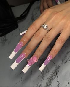 Fake Nails Designs, Pink Ombre Nails, Colored Acrylic Nails, Glow Nails, Short Square Acrylic Nails, Pretty Gel Nails, Exotic Nails, Long Square Acrylic Nails