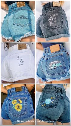 Customizing Clothes, Denim Painting, Painted Clothes Diy, Clothes Embroidery Diy, Diy Vetement, Diy Clothes Design, Dream Outfits, Custom Jeans, Embroidery On Clothes