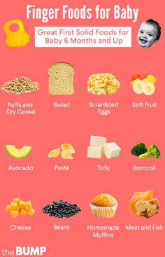 the baby's first foods for baby are shown in this poster, which includes different types