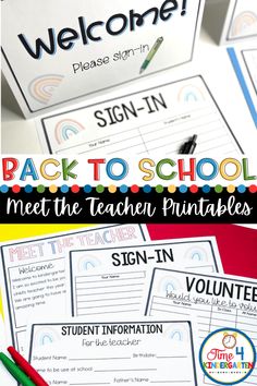 back to school printables for students with the words,'welcome sign in'and