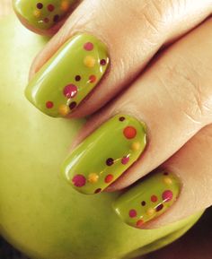 By me, March 2014 Green Funky Nails, Funny Nails Ideas, Funky Fall Nails, 60s Nails, Nails Funky, Nails 2014, Hippie Nails, Punk Nails, Summery Nails