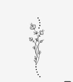 a black and white drawing of flowers with dots on the bottom half of their arm