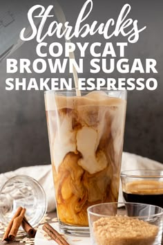 image of starbucks copycat recipe for shaken espresso with brown sugar and oatmilk swirling around the glass Starbucks Copycat Iced Coffee, Homemade Starbucks Coffee Recipes, Starbucks Coffee Drinks Iced Recipes, Keurig Starbucks Recipes, May Coffee Drinks, Mr Iced Coffee Recipes, Starbucks Iced Brown Sugar Oatmilk, Starbucks Iced Shaken Espresso Recipe, Iced Oatmilk Shaken Espresso