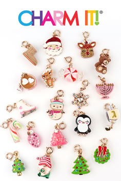 the charms are all different colors and sizes, but there is no image to describe