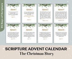 the christmas story calendar is shown in four different styles, including one for each child