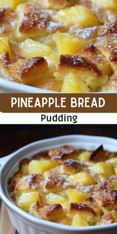 this is an image of pineapple bread pudding