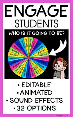 a poster with the words engage students who is going to be? and an image of a