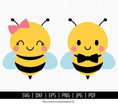 two cute bees with bow ties on their heads