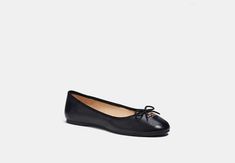 Leather upper Man-made leather lining and footbed Rubber outsole Slip on Style No. CC749 Sustainable Bag, Coach Outlet, Off Black, Womens Flats, Outlet, Leather Upper, Satchel, Ballet, Slip On