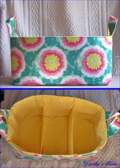 two pictures of the inside of a purse with different patterns and designs on it, one is