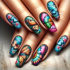 14+ Spring Aesthetic Nails - Butterfly Nail Design Art For Spring March April May - These gorgeous butterfly acrylic nail designs are the perfect way to welcome spring! With vibrant colors and delicate butterfly details, these nails will add a touch of whimsy to your look. Whether you're spending time outdoors or just want to feel like you're surrounded by nature, these nail designs are sure to bring a smile to your face.

Spring is all about new beginnings and fresh starts, making it the perfect time to experiment with fun and playful nail designs. And what better way to capture the essence of spring than with beautiful butterflies? These dainty creatures symbolize transformation, growth, and beauty - all things that we associate with this lovely season.

Butterfly nails have been trendin Butterfly Nail Design, Aesthetic Butterflies, Coffin Shaped Nails, Butterfly Nail Designs, Butterfly Aesthetic