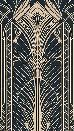 an art deco wallpaper design in black and beige