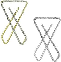 three different types of hair clips with diamonds on them, one in gold and the other in silver