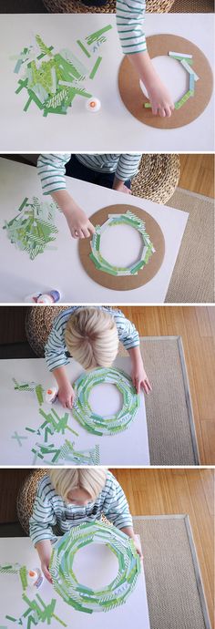 the process for making paper wreaths is shown